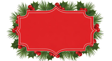 Christmas Holly Pine Red Frame Template