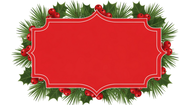 Christmas Holly Pine Red Frame Template