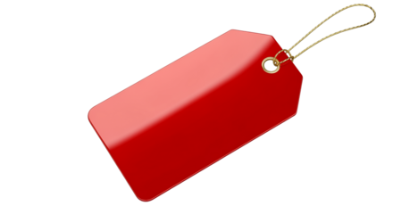 Blank Red Glossy Price Tag with String