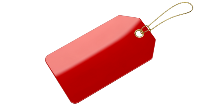 Blank Red Glossy Price Tag with String - Powered by Adobe