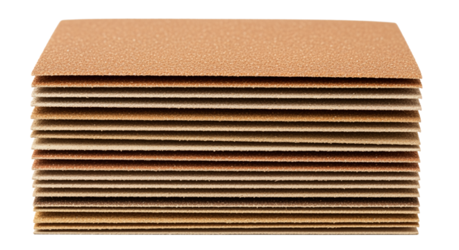 Stacked Sandpaper Sheets Isolated White - Powered by Adobe