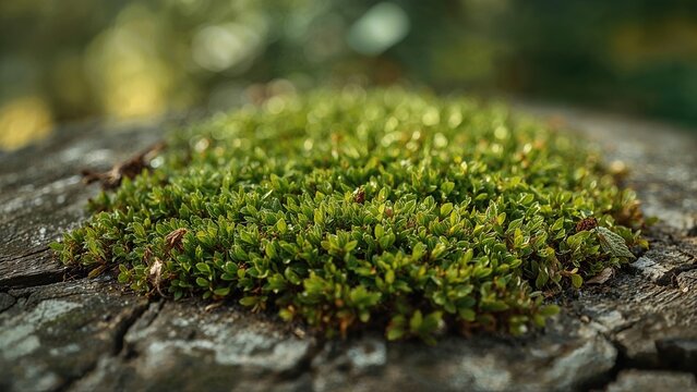 Close-up of moss growing on a tree trunk in a natural setting.