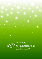 Starry sparkles on green background for Merry Christmas and New Year greeting card design