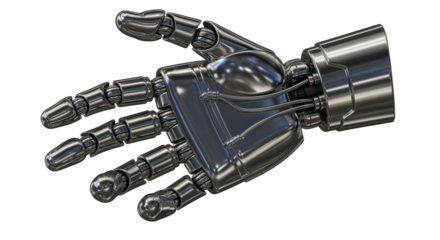 Futuristic Chrome Robotic Hand Isolated