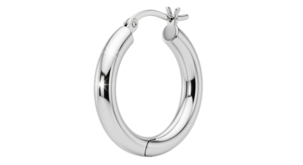 Shiny Silver Hoop Earring White Background