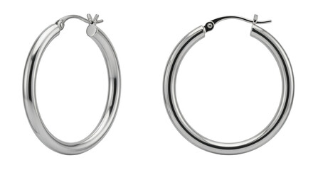 Classic Silver Hoop Earrings Isolated