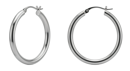 Classic Silver Hoop Earrings Isolated