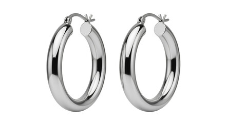 Stylish Silver Chunky Hoop Earrings Pair
