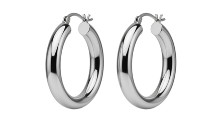Stylish Silver Chunky Hoop Earrings Pair