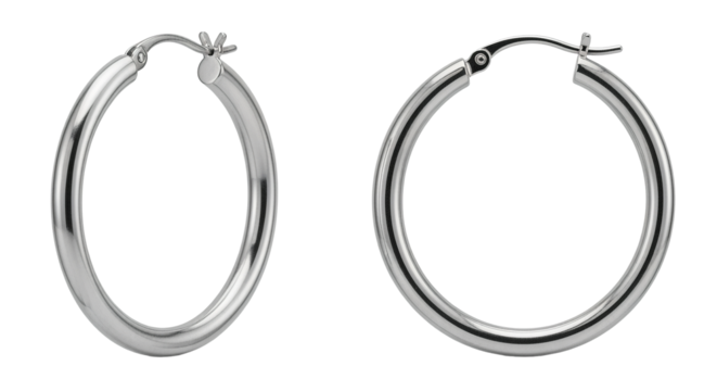 Classic Silver Hoop Earrings Isolated