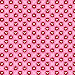 Seamless XOXO hearts pattern on pink. Cute romantic repeat for Valentine’s Day cards, wrapping paper, fabric, scrapbook and digital backgrounds. Tileable love texture.