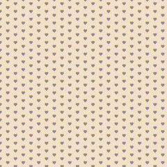 Seamless tiny heart pattern in lavender on warm beige. Romantic Valentine background for wrapping paper, fabric, scrapbook and stationery. Pastel repeat tile, minimal and cute.