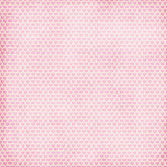 Seamless pink heart pattern on soft pastel grunge background. Vintage cute texture for Valentine’s Day, wedding, baby shower, scrapbook paper, gift wrap, fabric, and digital backgrounds.