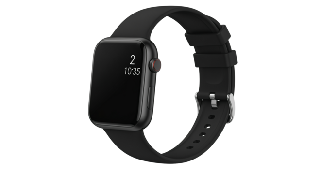 Modern Black Smartwatch with Silicone Band