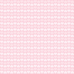Seamless pastel pink background with small white hearts in scalloped rows&mdash;cute minimalist Valentine pattern for baby showers, wrapping paper, fabric, invitations, and digital projects.