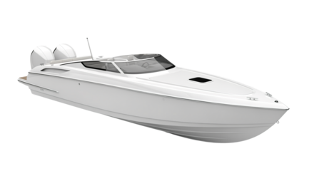 Sleek White Speedboat with Dual Engines