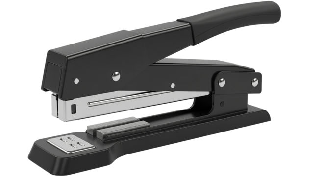 Modern Black Office Stapler with Staples