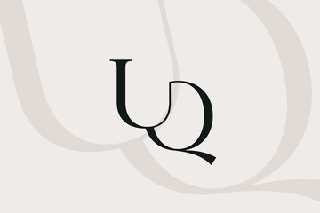 UQ or QU letter logo icon design. Classic style luxury initials monogram.