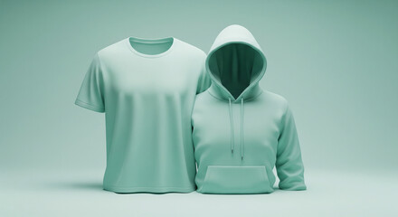 Stylish t-shirt and hoodie mockup for fashion brands, perfect for showcasing apparel designs with a modern and minimalist aesthetic, great for designers