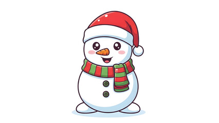 Festive Cute Snowman with Hat and Mittens