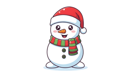 Festive Cute Snowman with Hat and Mittens