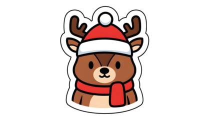 Cute Reindeer Christmas Ornament Illustration