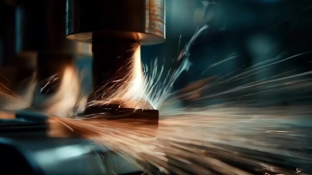 Highspeed copper wire drawing process captured midmotion emphasizing the rapid movement of the copper filament being stretched and cooled automatically.