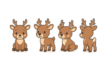 Obraz premium Cute cartoon reindeer in multiple positions perfect for holiday designs