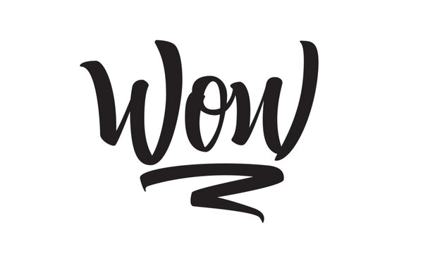 WOW Bold Lettering Calligraphy Vector Design