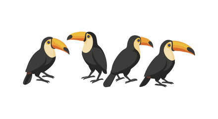 Naklejka premium Colorful toucan birds in modern flat style on white background