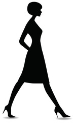  Silhouette of an elegant woman in a walking pose
