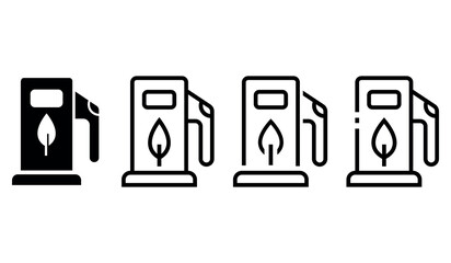 Minimalist green Energy gas pump vector illustration.Bio fuel icon