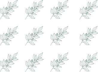 Fototapeta premium Elegant botanical sprigs pattern on white background for wedding invitations