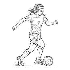 Stylized outline of a soccer player kicking a ball