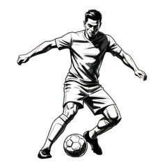 Dynamic sketch of a soccer player dribbling a ball