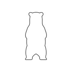 Standing polar bear outline icon vector flat design on white background.