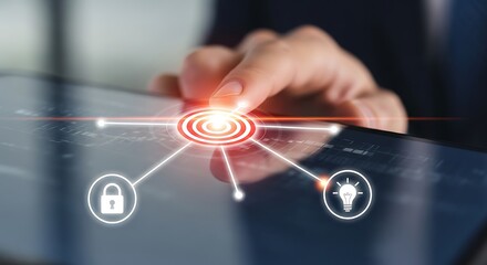 Finger Touching Screen Activates Networked Security and Innovation Concepts