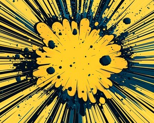 Comic background with yellow and black starbursts, evoking a sense of excitement