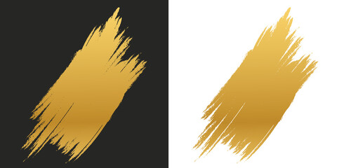 A gold brush stroke PNG banner with rough textured edges and a metallic gradient, ideal for luxury designs, highlights, labels, invitations, and elegant decorative accents.