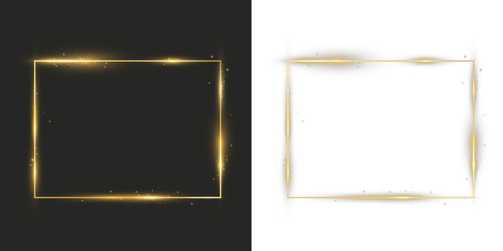 Glowing golden square frame PNG with soft light streaks, sparkles, and shimmering edges, perfect for elegant borders, luxury designs, and highlight accents.