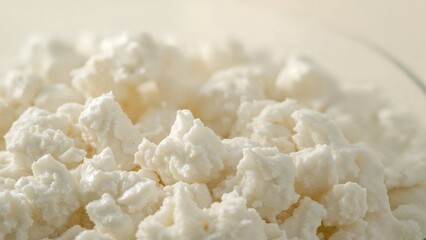 Fresh curd or cottage cheese with a creamy texture.