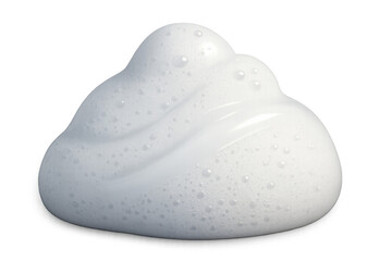 White soap foam for shaving or washing. Fluffy white lather bubbles creating soft texture on transparent background