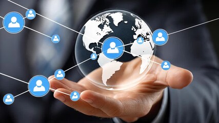 Showcasing global connectivity through digital networking in a modern business setting - Powered by Adobe