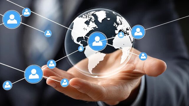 Showcasing global connectivity through digital networking in a modern business setting - Powered by Adobe