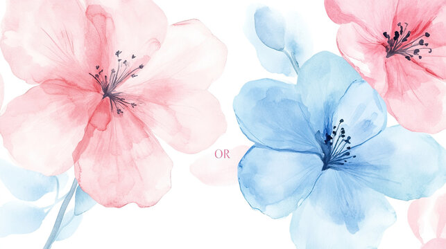 The image features watercolor paintings of light blue and pink flowers with the text Boy or Girl in the center, suggesting it is related to a gender reveal event