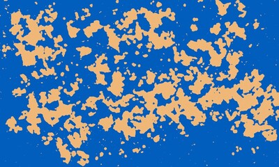 Vibrant Blue and Tan Abstract Splatter Texture High Contrast Scattered Grunge Design Background Irregular Organic Shape Pattern Backdrop