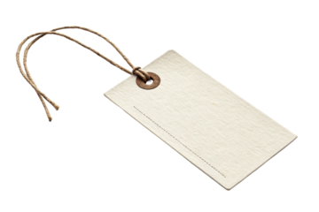 Rustic Kraft Paper Hang Tag with Twine String and Grommet Accent for Product Labeling and Gift Wrapping Applications