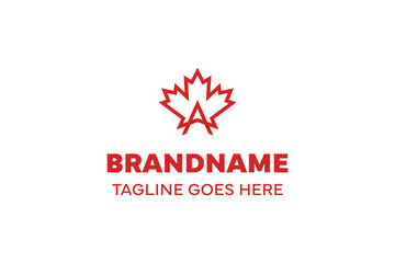 Letter A Maple Leaf Logo, symbolizing growth, nature, and national pride