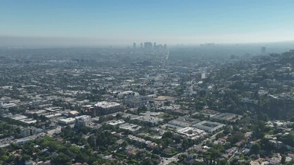 West Hollywood to Century City Aerial Shot from Hollywood Hills Telephoto R