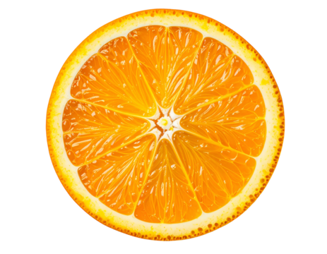 Slice of Orange, Top View, Isolated on Black